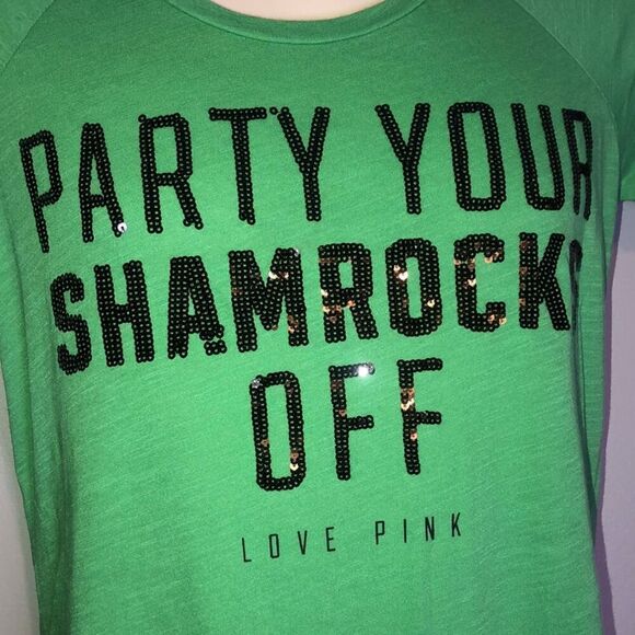 Victoria’s Secret PINK Green Short Sleeve Party Your Shamrocks Off XS - Picture 2 of 4
